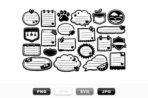 Hand Drawn Notebook Labels Set
