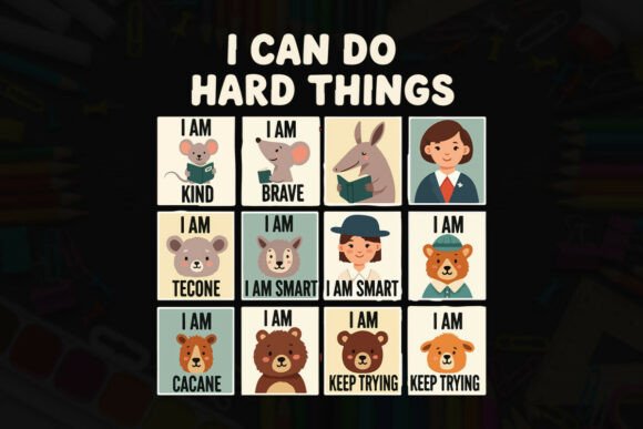I Can Do Hard Things Kids Affirmations Graphics