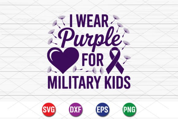 I Wear Purple for Military Kids SVG