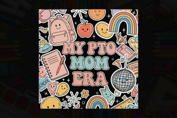 My PTO Mom Era Retro School Stickers Pat