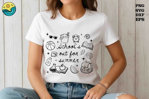 School's Out for Summer Doodles: Graphics & T-Shirt Designs