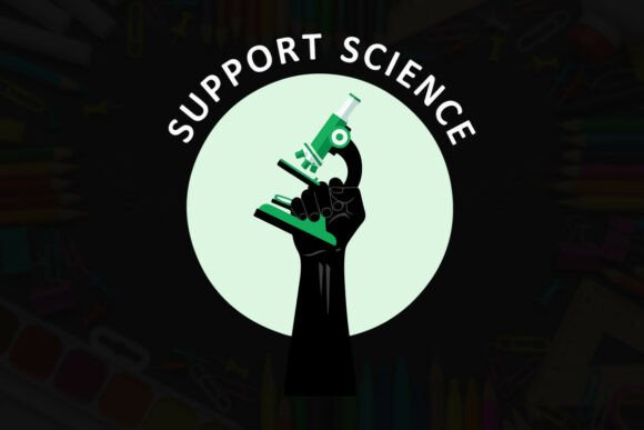 Support Science Fist Typography Design Graphics