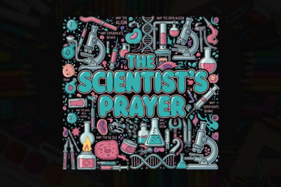 The Scientist’s Prayer Typography Design: A Bold Graphic for T-Shirt Projects