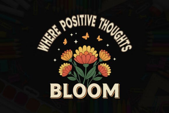 Where Positive Thoughts Bloom Art: Graphics and T-Shirt Designs